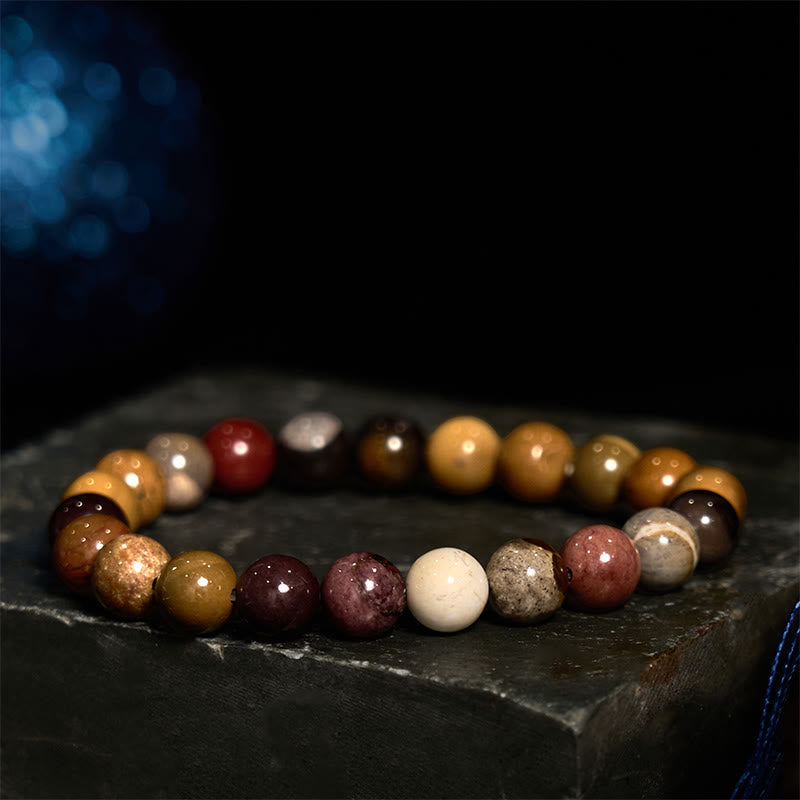 Natural Mookaite Beaded Gemstone Bracelet for Emotional Resilience