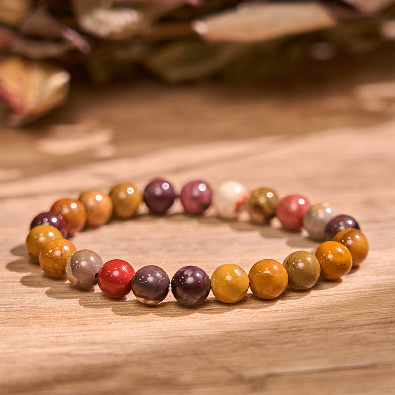 Natural Mookaite Beaded Gemstone Bracelet for Emotional Resilience