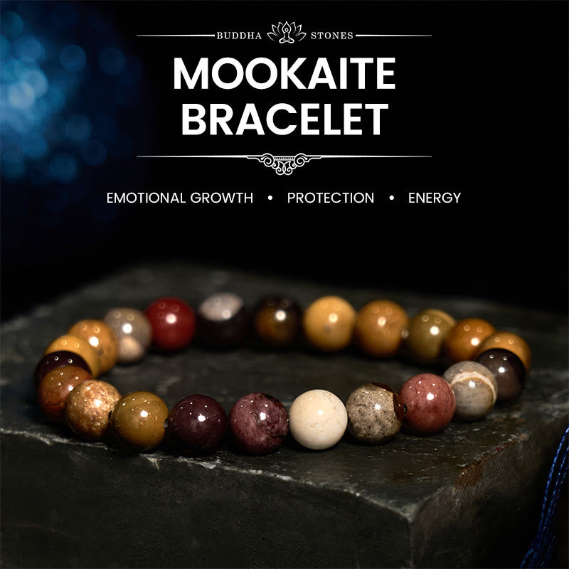 Natural Mookaite Beaded Gemstone Bracelet for Emotional Resilience