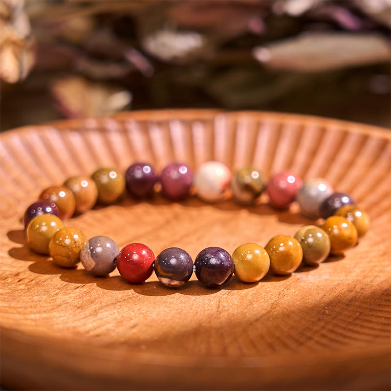 Natural Mookaite Beaded Gemstone Bracelet for Emotional Resilience