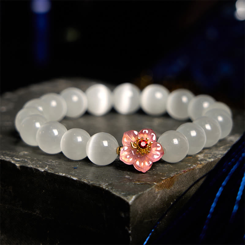 Cat's Eye Chrysoberyl Flower Love Bracelet