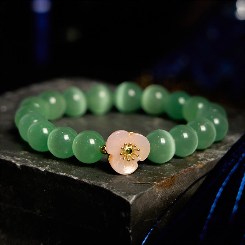 Cat's Eye Chrysoberyl Flower Love Bracelet