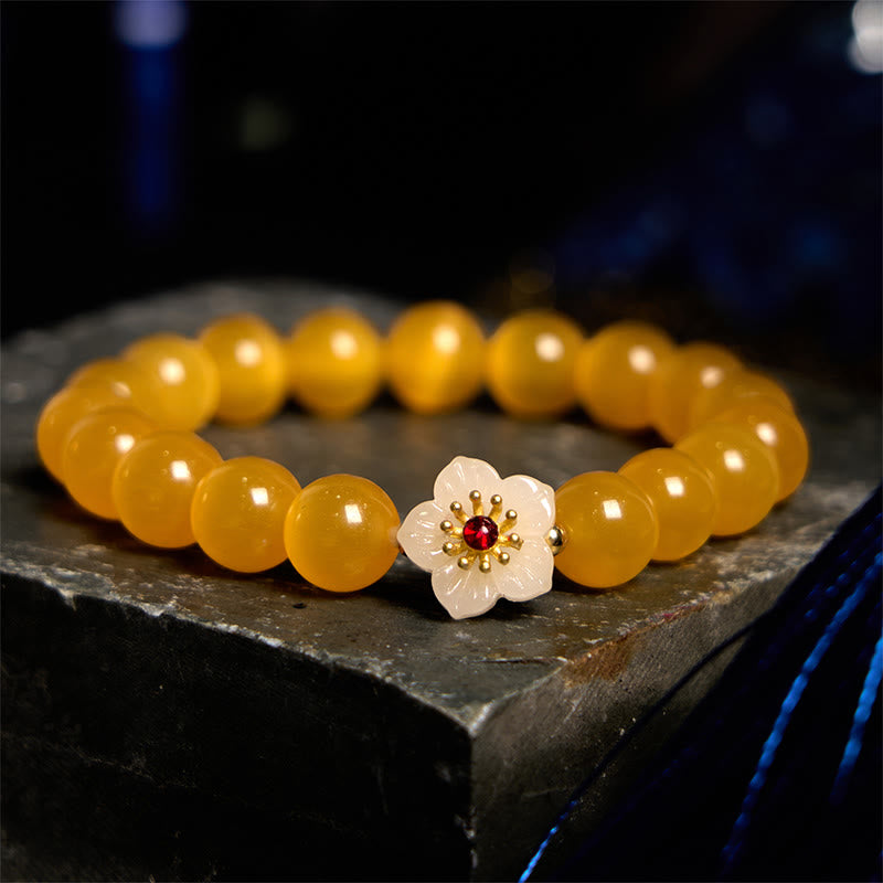 Cat's Eye Chrysoberyl Flower Love Bracelet