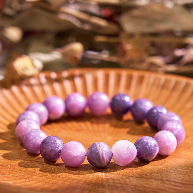 Natural Purple Mica Lepidolite Beaded Energy Bracelet for Balance