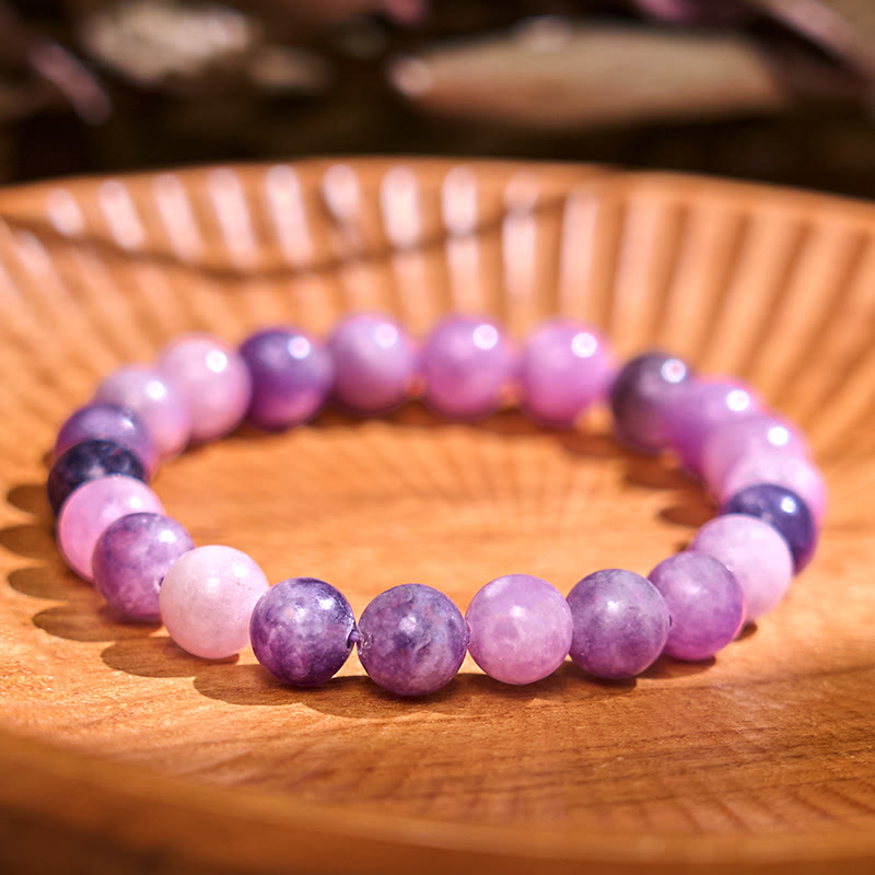 Natural Purple Mica Lepidolite Beaded Energy Bracelet for Balance