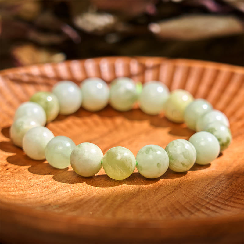 Authentic Polished Hetian Jade Beaded Bracelet