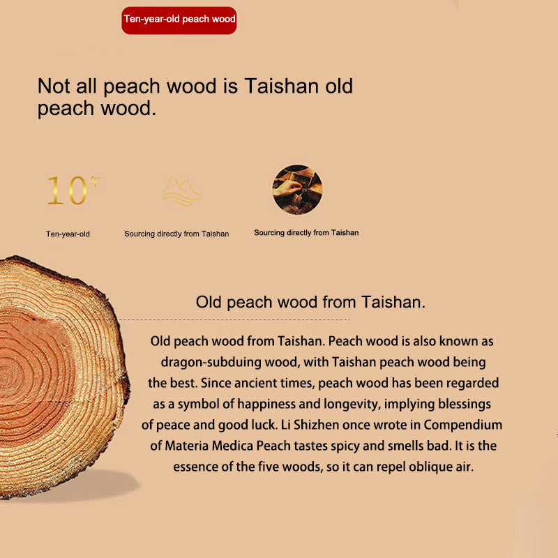 Peach Wood Cinnabar Om Mani Padme Hum Chinese Zodiac Black String Necklace Pendants