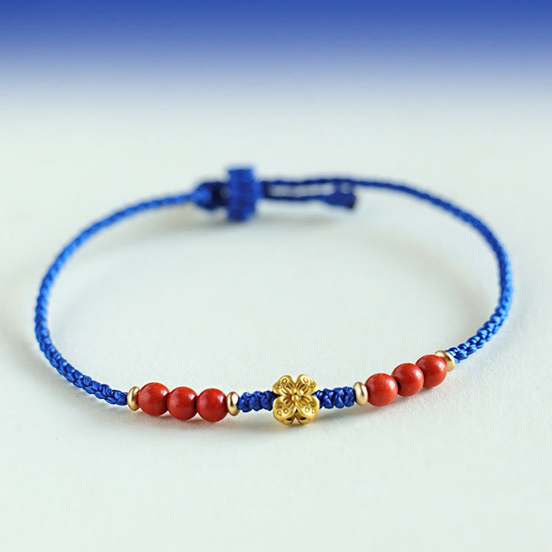 Klein Blue Corded Copper Flower South Red Agate & Garnet Gemstone Bracelet