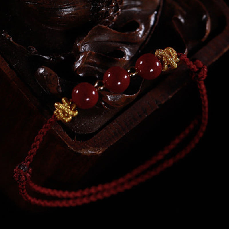 Handcrafted Cinnabar and Copper Braided Red String Bracelet for Vitality
