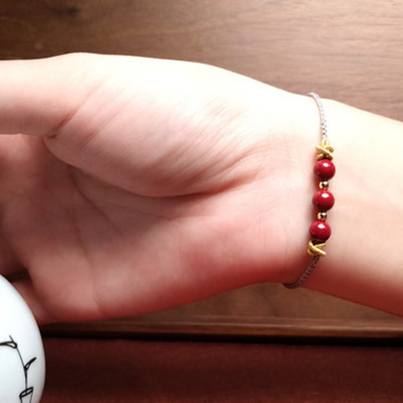 Handcrafted Cinnabar and Copper Braided Red String Bracelet for Vitality