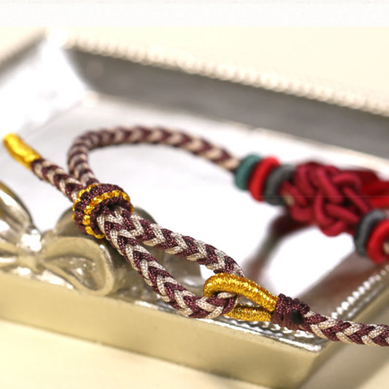 Handmade Endless Knot Tassel Bracelet with Peach Blossom Cord