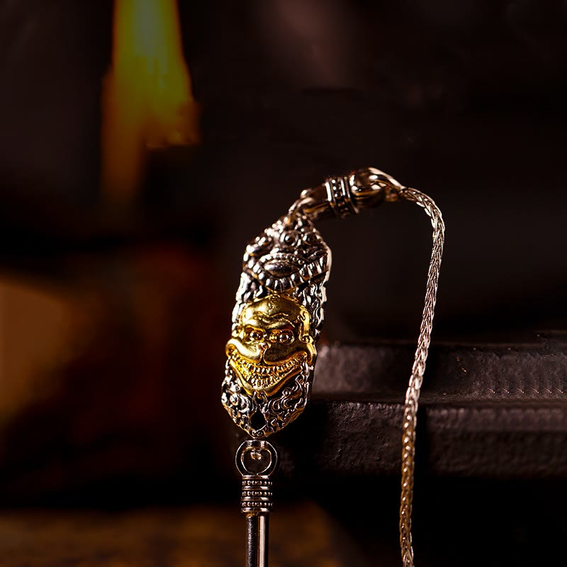 925 Sterling Silver Tibet Yellow Jambhala God of Wealth Blessing Necklace Pendant