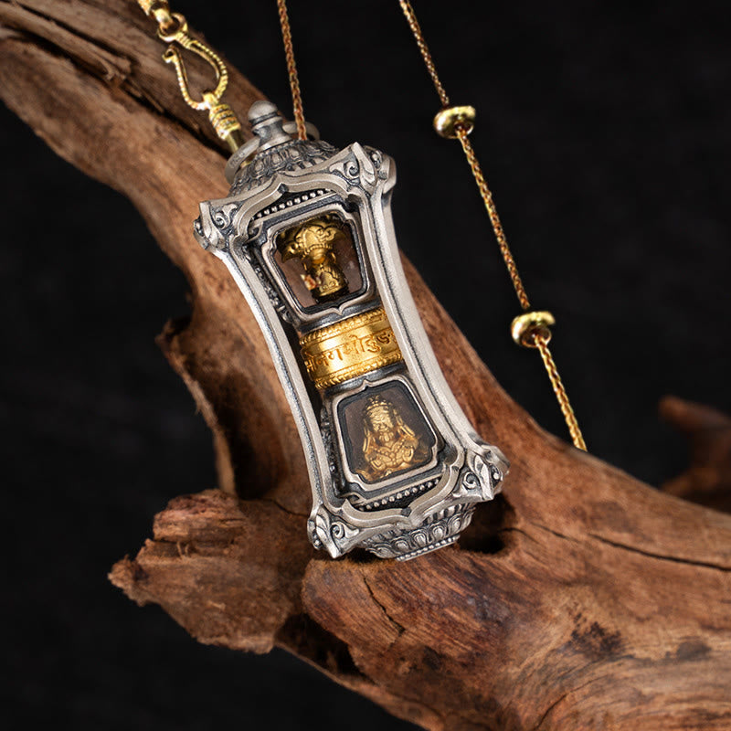 925 Sterling Silver Tibetan Zakiram Goddess of Wealth Blessing Necklace Pendant