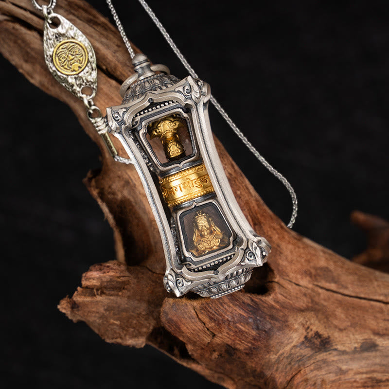 925 Sterling Silver Tibetan Zakiram Goddess of Wealth Blessing Necklace Pendant