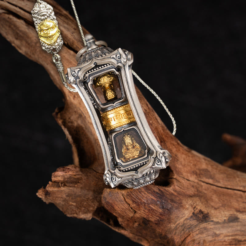 925 Sterling Silver Tibetan Zakiram Goddess of Wealth Blessing Necklace Pendant