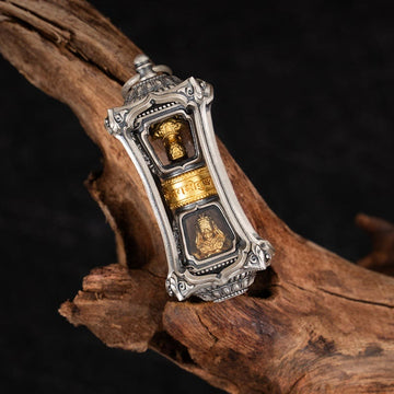 925 Sterling Silver Tibetan Zakiram Goddess of Wealth Blessing Necklace Pendant