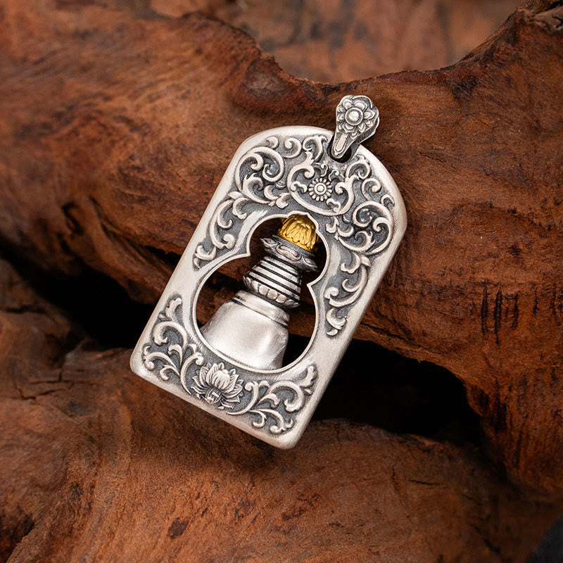 925 Sterling Silver Tibetan Garuda Bird Vajra Dorje Bell Protection Necklace Pendant