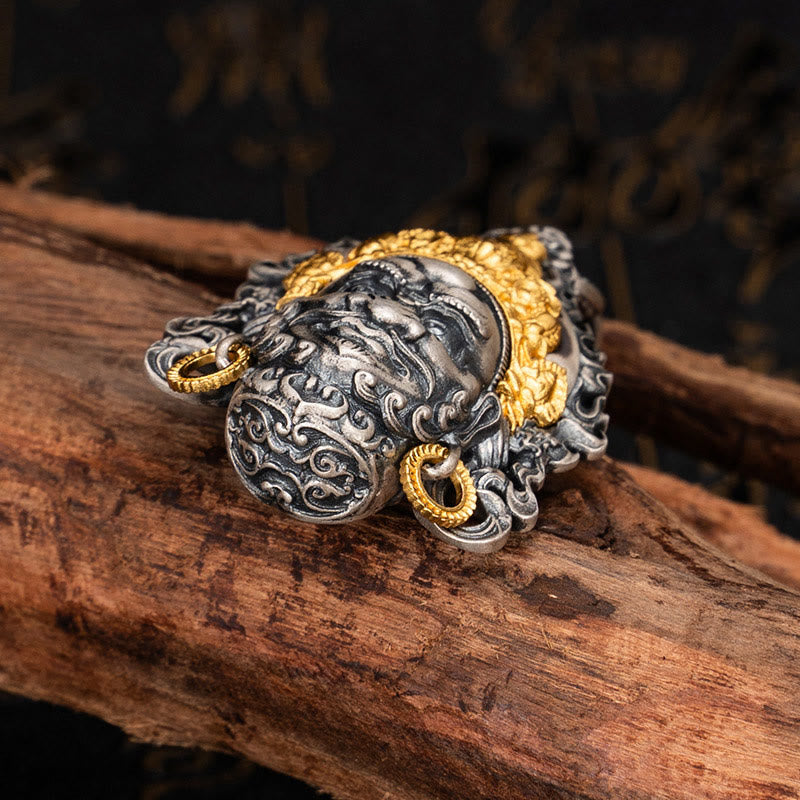 925 Sterling Silver Tibetan Yellow Jambhala God of Wealth Protection Necklace Pendant