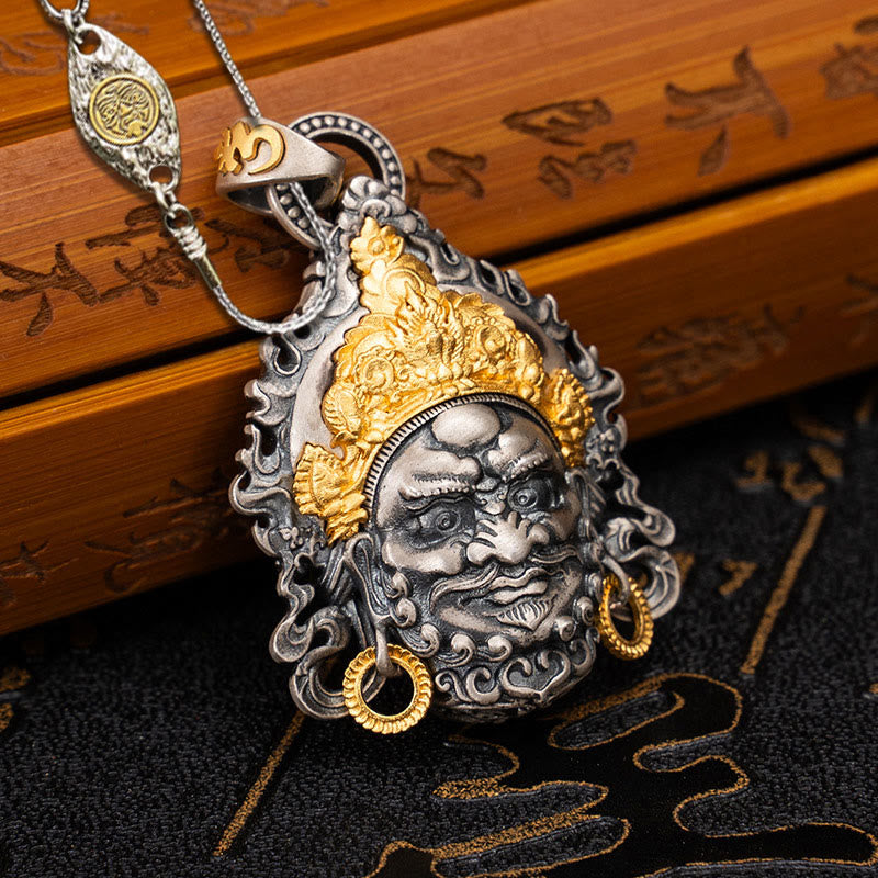 925 Sterling Silver Tibetan Yellow Jambhala God of Wealth Protection Necklace Pendant