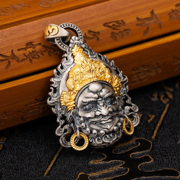 925 Sterling Silver Tibetan Yellow Jambhala God of Wealth Protection Necklace Pendant
