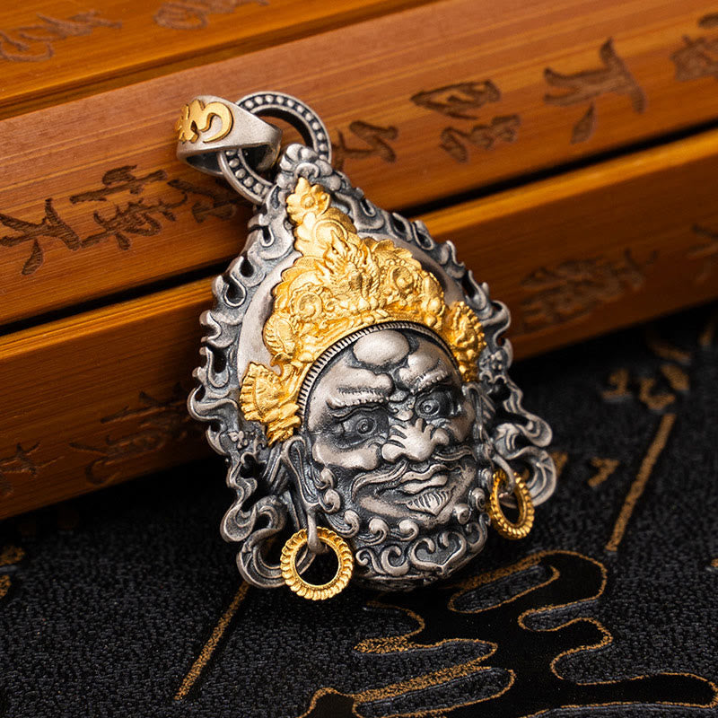 925 Sterling Silver Tibetan Yellow Jambhala God of Wealth Protection Necklace Pendant