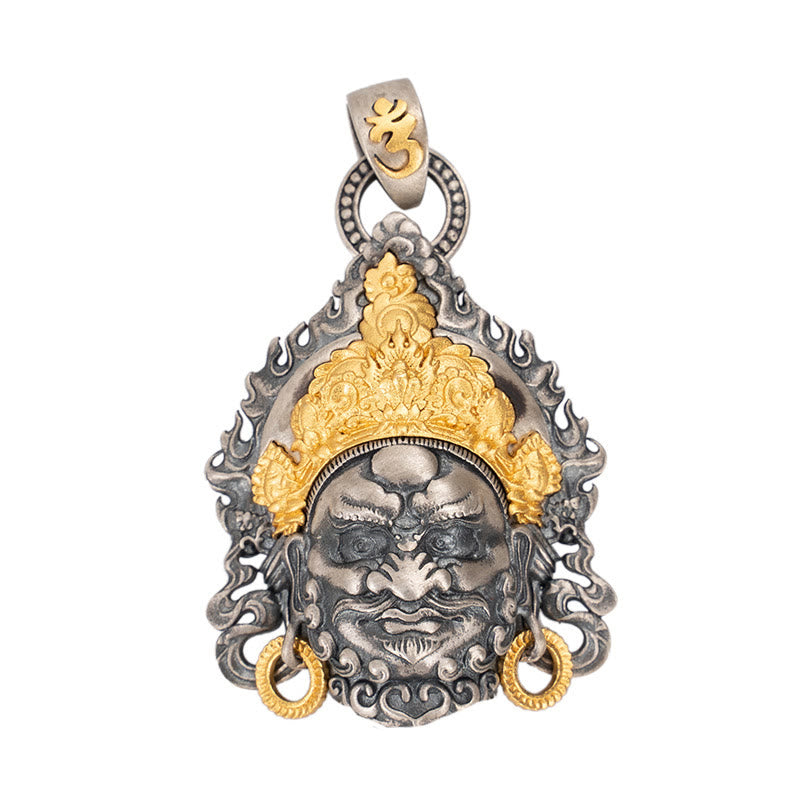 925 Sterling Silver Tibetan Yellow Jambhala God of Wealth Protection Necklace Pendant