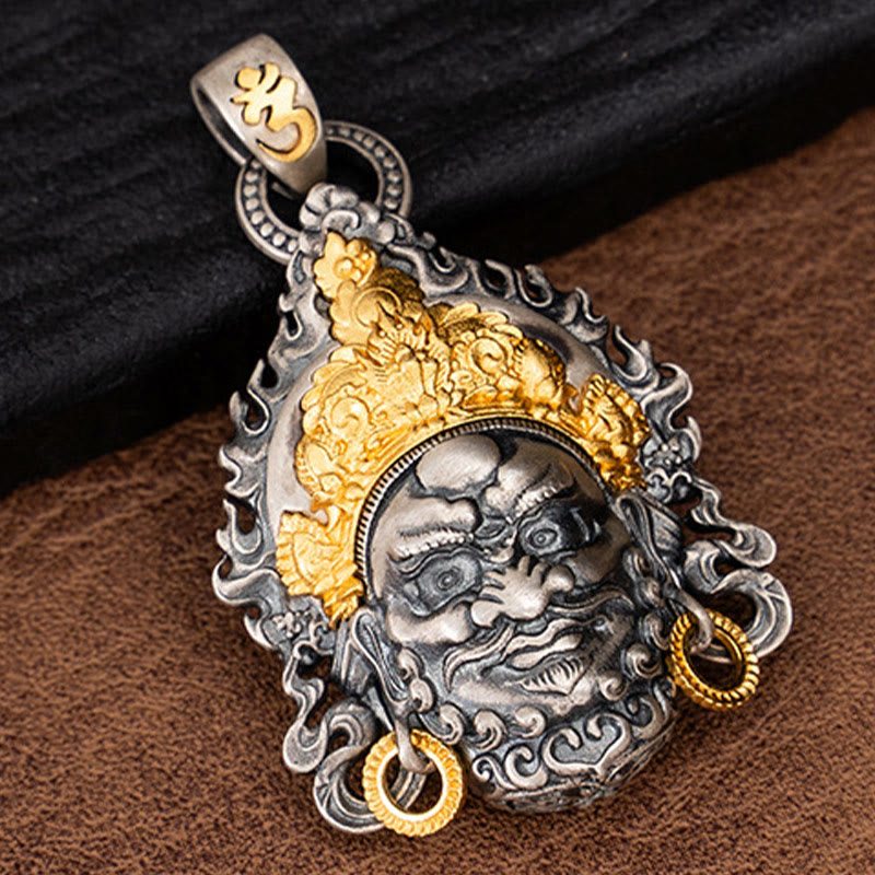 925 Sterling Silver Tibetan Yellow Jambhala God of Wealth Protection Necklace Pendant
