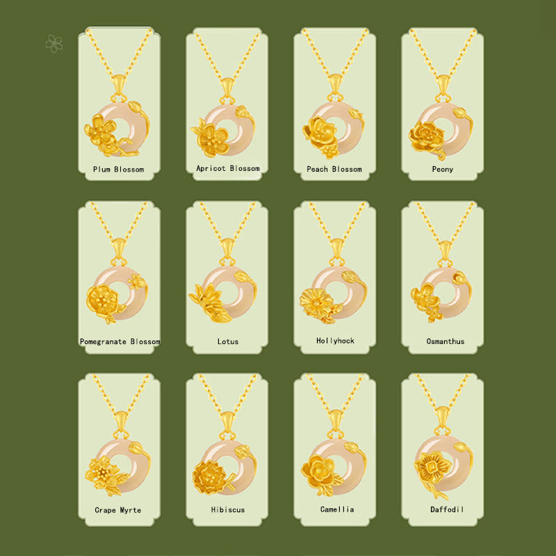 Chalcedony 925 Sterling Silver Peace Buckle Flowers Necklace Pendant