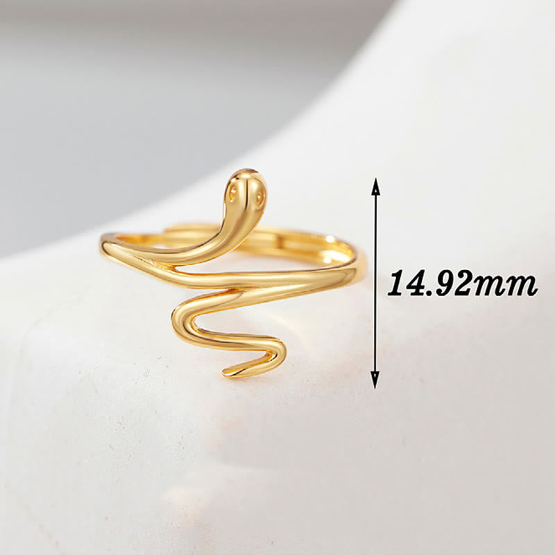925 Sterling Silver Golden Snake Year Of The Snake Calm Balance Adjustable Ring