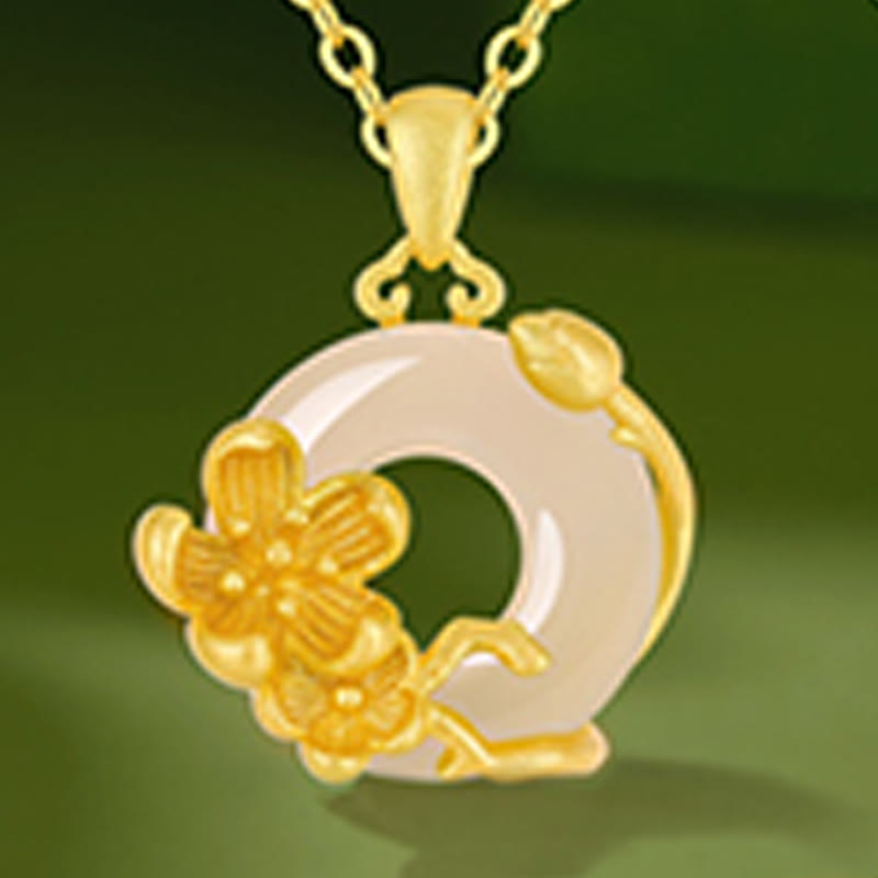 Chalcedony 925 Sterling Silver Peace Buckle Flowers Necklace Pendant