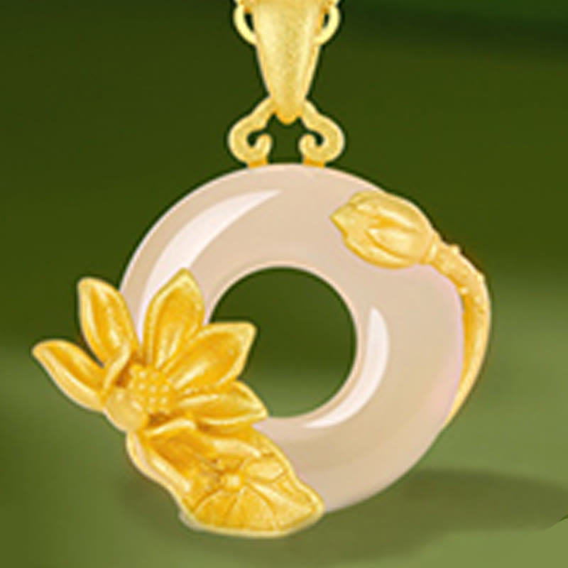 Chalcedony 925 Sterling Silver Peace Buckle Flowers Necklace Pendant