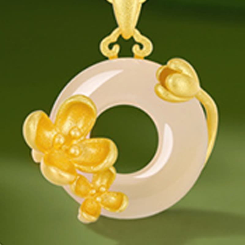 Chalcedony 925 Sterling Silver Peace Buckle Flowers Necklace Pendant