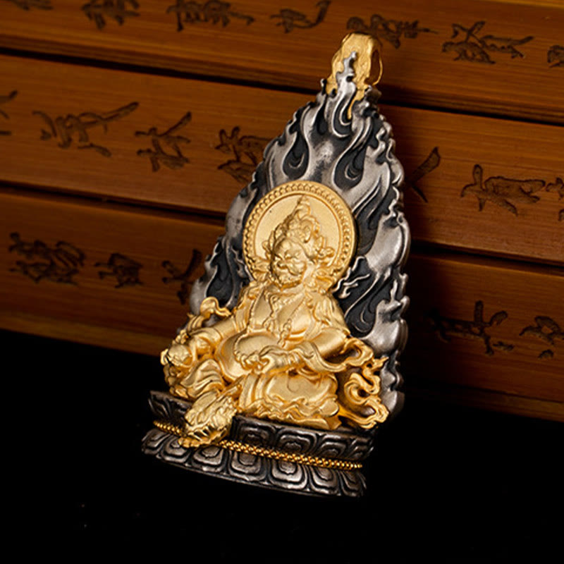 925 Sterling Silver Tibet Yellow Jambhala God of Wealth Blessing Necklace Pendant