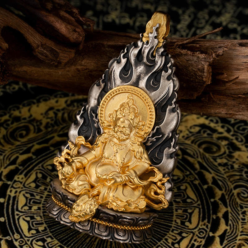 925 Sterling Silver Tibet Yellow Jambhala God of Wealth Blessing Necklace Pendant