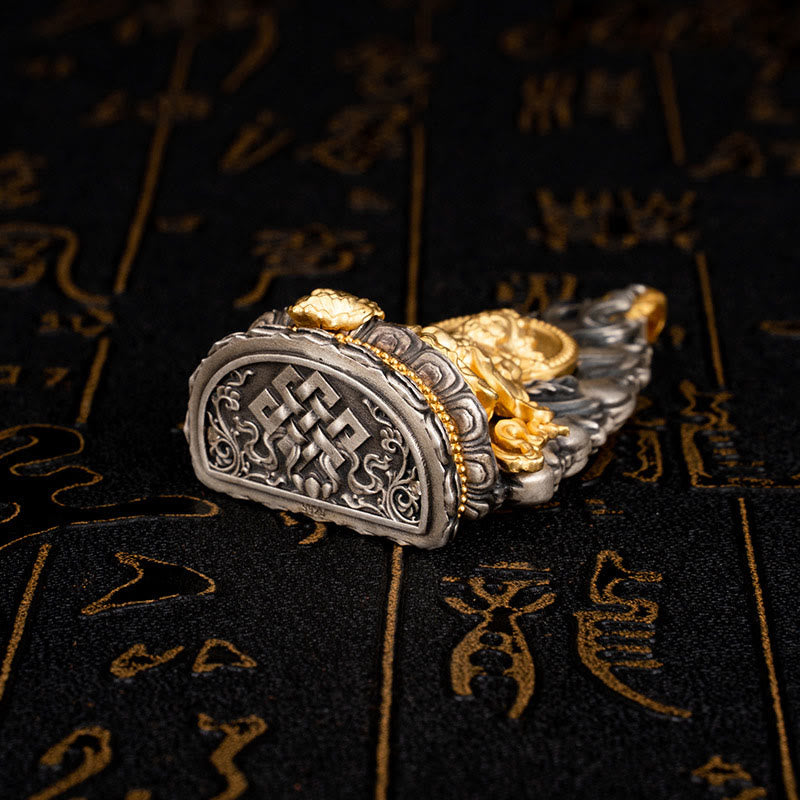 925 Sterling Silver Tibet Yellow Jambhala God of Wealth Blessing Necklace Pendant