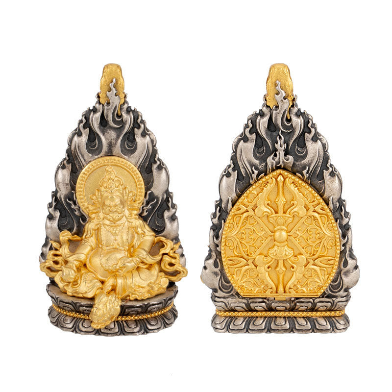 925 Sterling Silver Tibet Yellow Jambhala God of Wealth Blessing Necklace Pendant