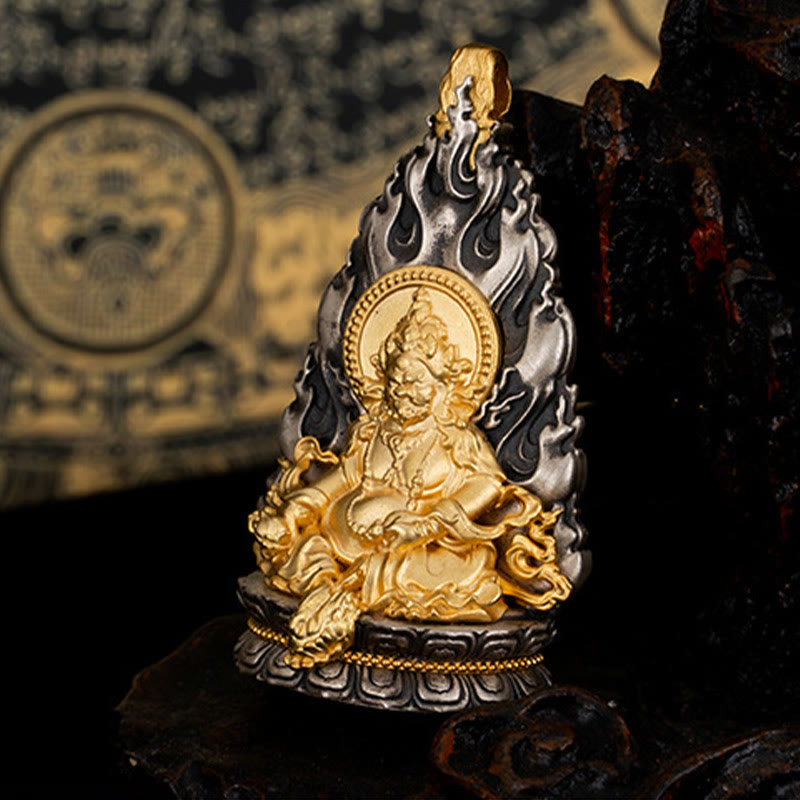 925 Sterling Silver Tibet Yellow Jambhala God of Wealth Blessing Necklace Pendant