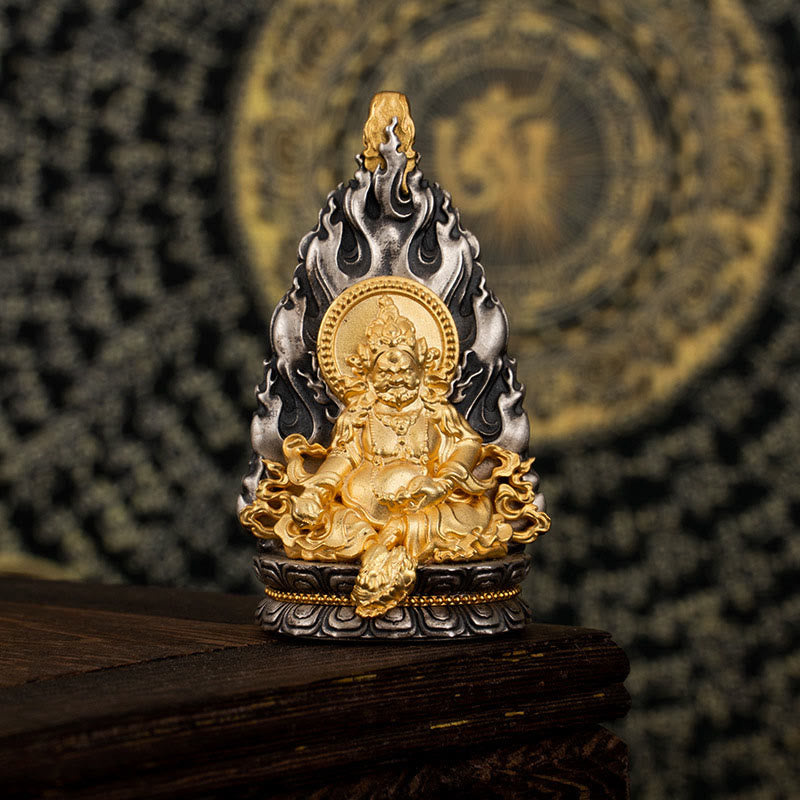 925 Sterling Silver Tibet Yellow Jambhala God of Wealth Blessing Necklace Pendant