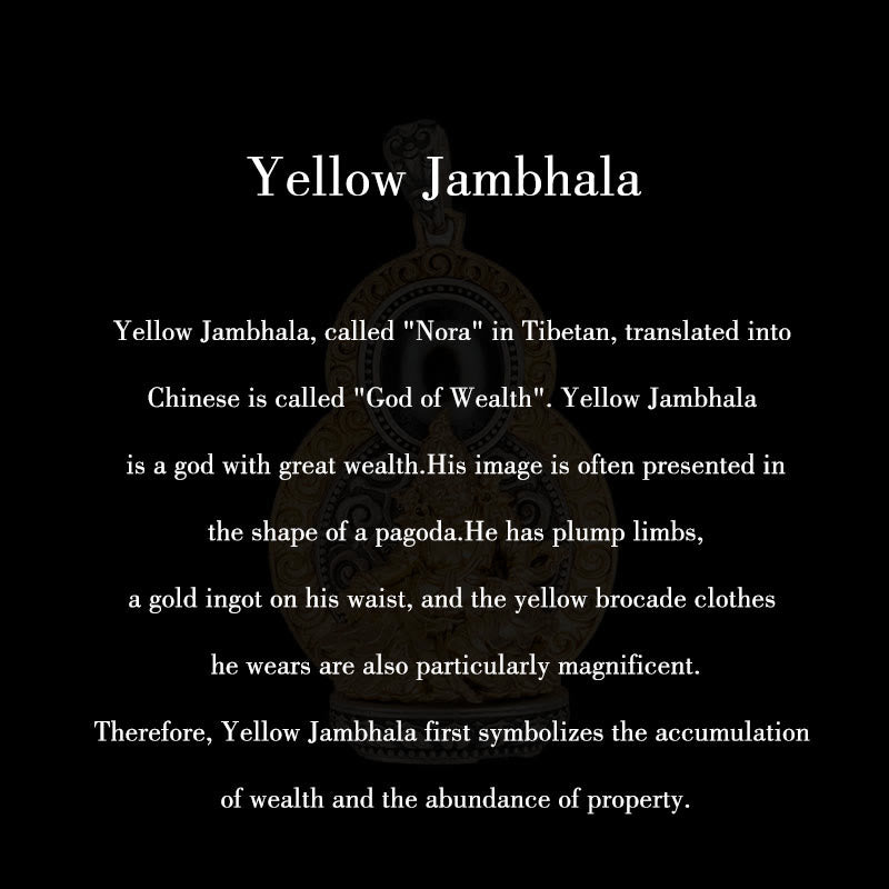 925 Sterling Silver Tibet Yellow Jambhala God of Wealth Dzi Bead Om Mani Padme Hum Happiness Necklace Pendant