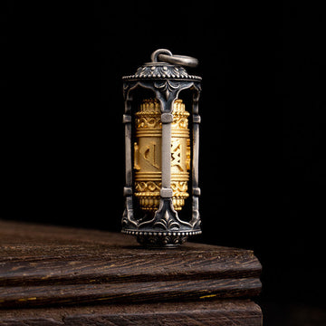 925 Sterling Silver Tibetan Prayer Wheel Om Mani Padme Hum Wisdom Necklace Pendant