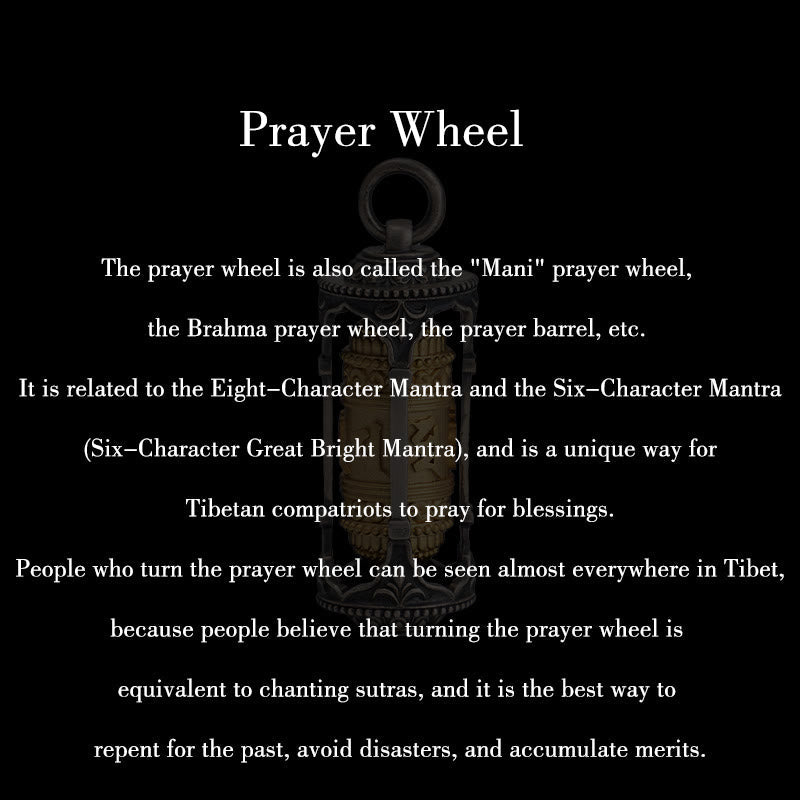 925 Sterling Silver Tibetan Prayer Wheel Om Mani Padme Hum Wisdom Necklace Pendant