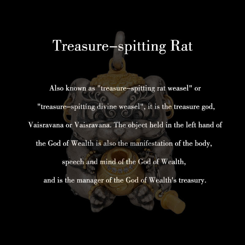 925 Sterling Silver Tibetan Treasure-spitting Rat Protection Necklace Pendant