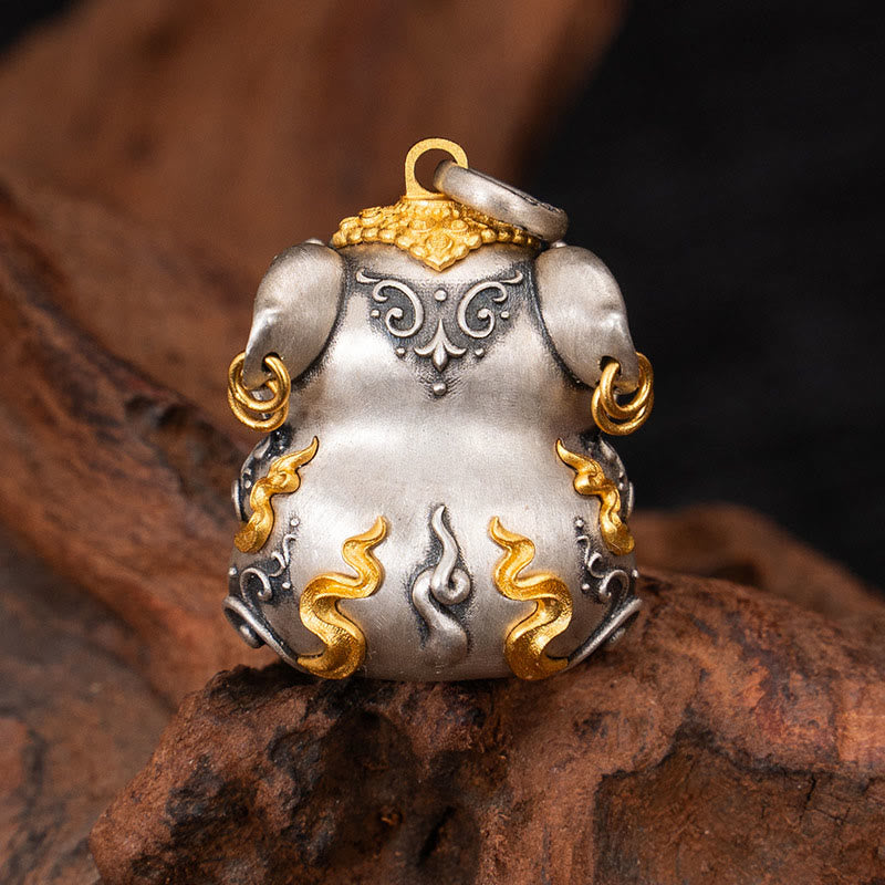 925 Sterling Silver Tibetan Treasure-spitting Rat Protection Necklace Pendant