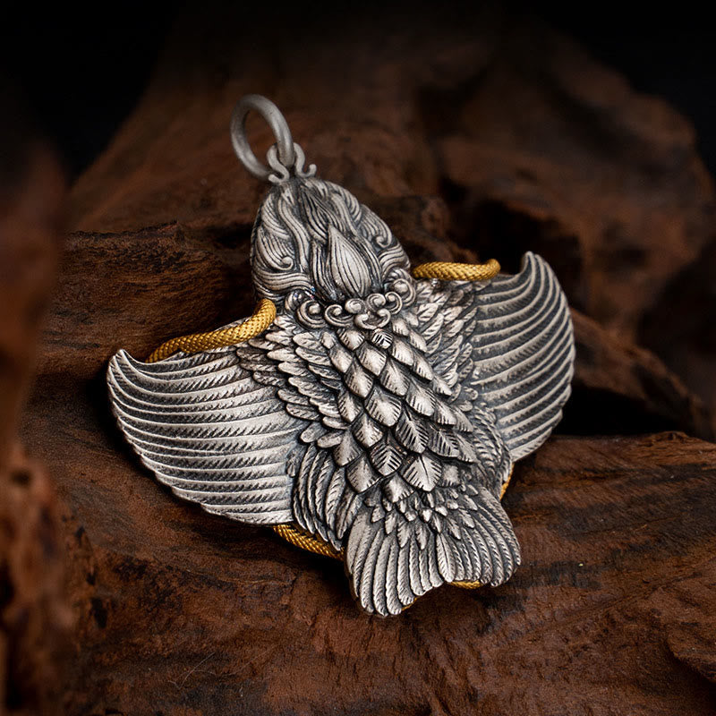 925 Sterling Silver Tibetan Garuda Bird Wisdom Necklace Pendant
