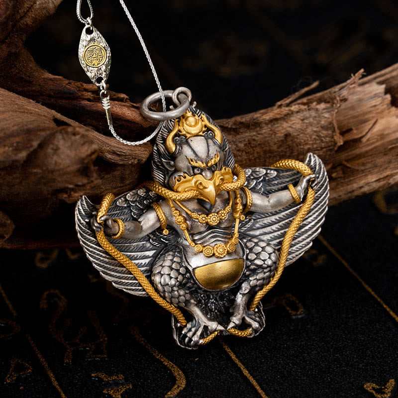 925 Sterling Silver Tibetan Garuda Bird Wisdom Necklace Pendant