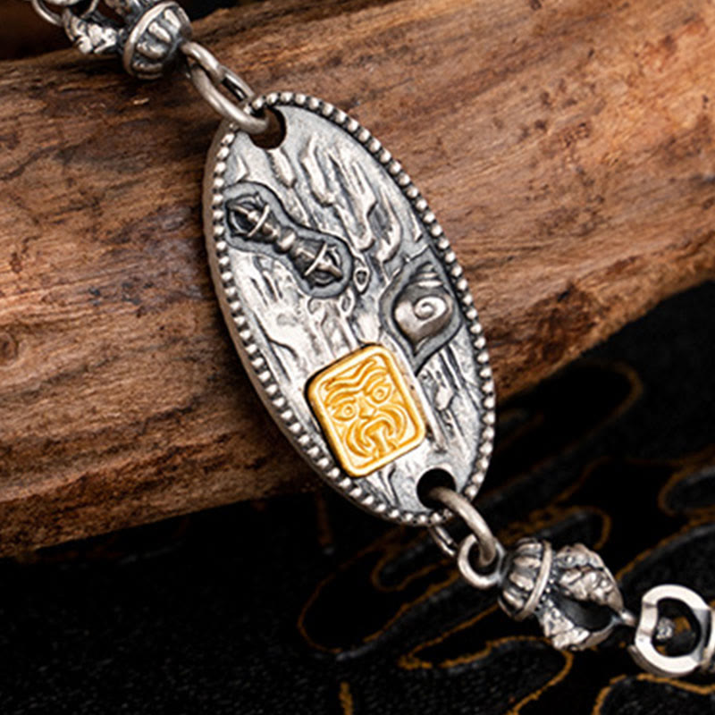 925 Sterling Silver Tibetan Zakiram Goddess of Wealth Bodhisattva Tara Om Mani Padme Hum Protection Metal Chain Necklace