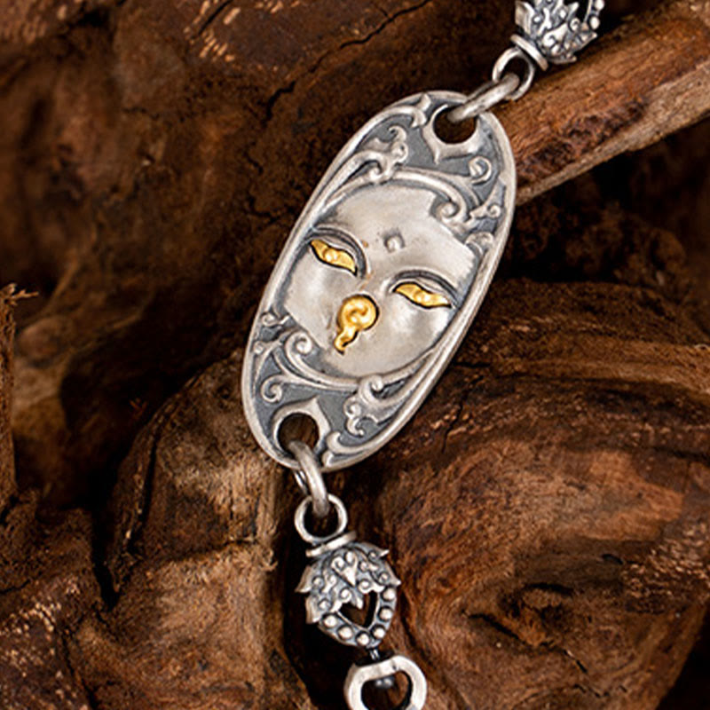 925 Sterling Silver Tibetan Zakiram Goddess of Wealth Bodhisattva Tara Om Mani Padme Hum Protection Metal Chain Necklace