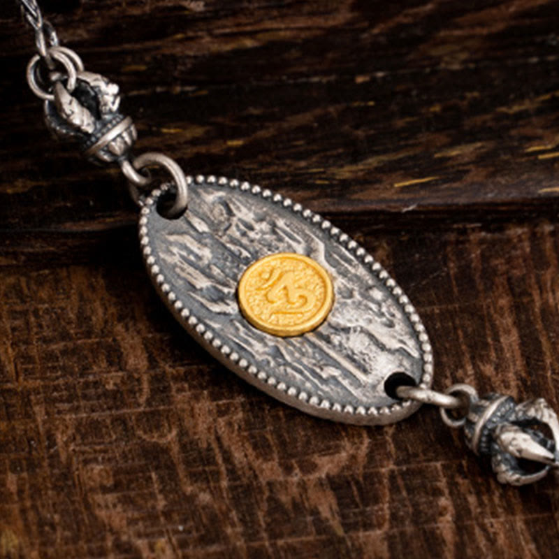 925 Sterling Silver Tibetan Zakiram Goddess of Wealth Bodhisattva Tara Om Mani Padme Hum Protection Metal Chain Necklace