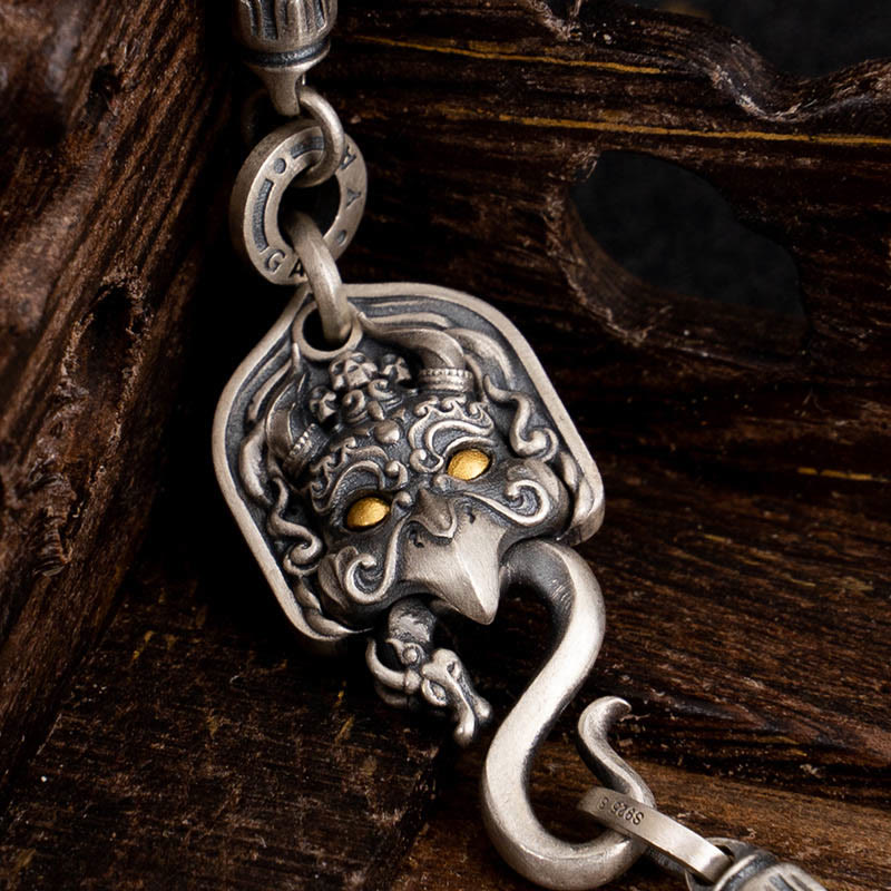925 Sterling Silver Tibetan Garuda Bird Wisdom Metal Chain Necklace