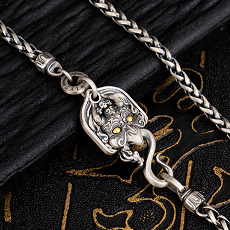 925 Sterling Silver Tibetan Garuda Bird Wisdom Metal Chain Necklace